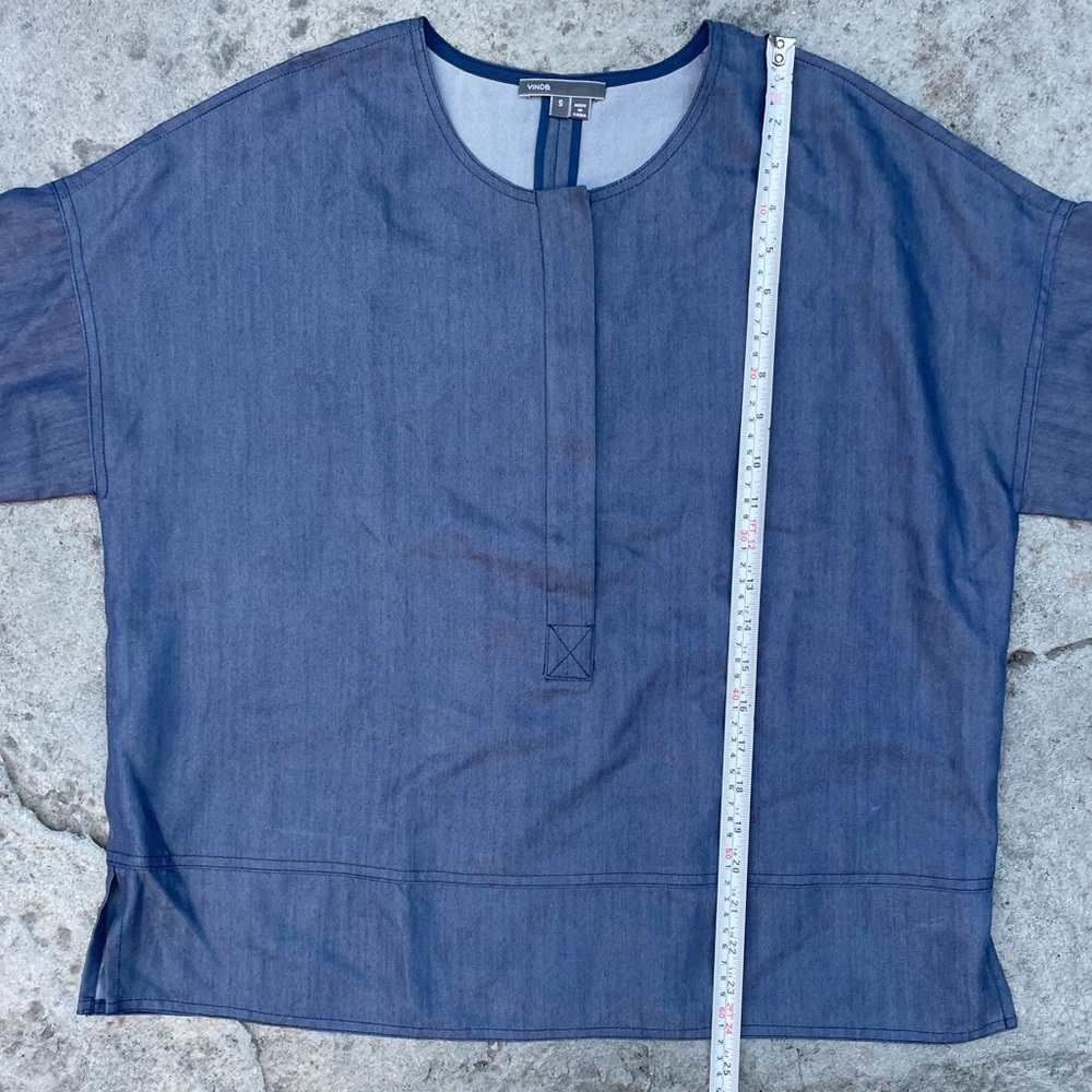 Vince Denim Blue Boxy Drop Shoulder Blouse Size small   Top - Picture 5 of 7